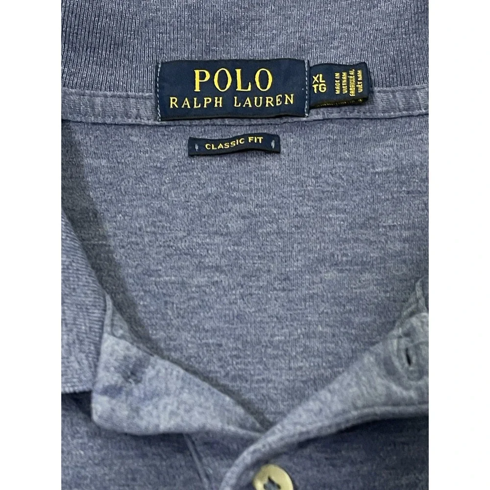 Polo Ralph Lauren Custom Fit Polo Shirt Light Blue Orange Pony Logo‎ Men's XL